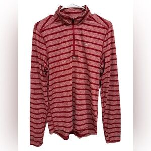 Men's Nike Dri-Fit Running Shirt Red Stripe Mock Quarter Zip‎ Size Small